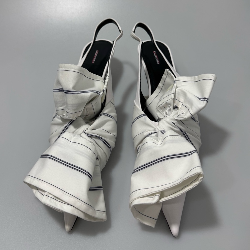 Balenciaga Knife Chemise 40MM Slingback Pumps White Women’s EU 39/US 9 - Picture 2 of 10